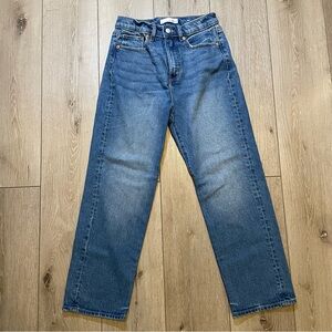 NWT LOFT The Straight Leg Jeans Size 0/25 High Rise '90s Dad Jean Retro Denim